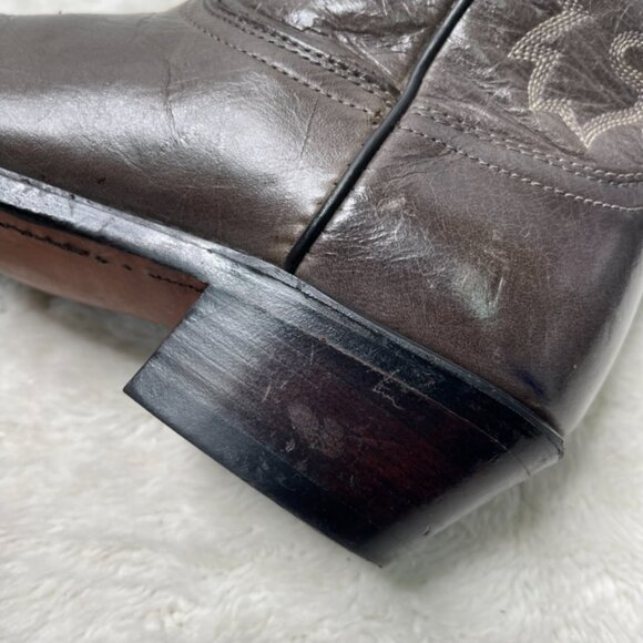 J Chisholm Men's Western Boots Leather US 9 D Gray Brown Cowboy Boots - Picture 6 of 14